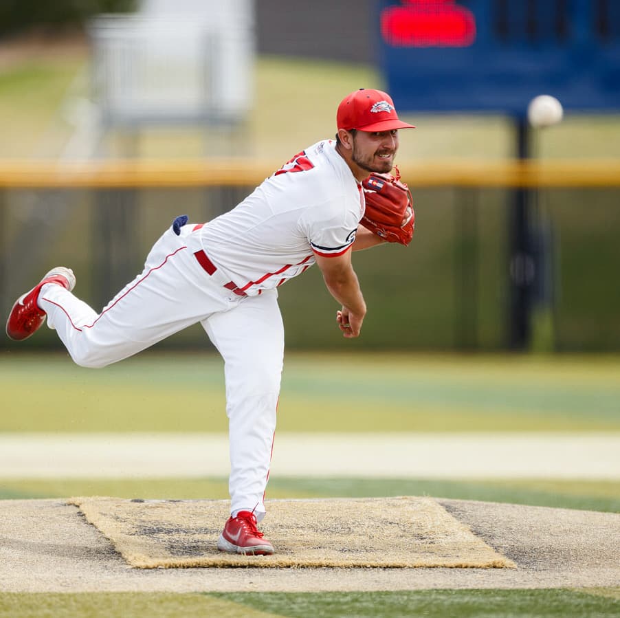 Jimmy Dobrash pitching on the mound